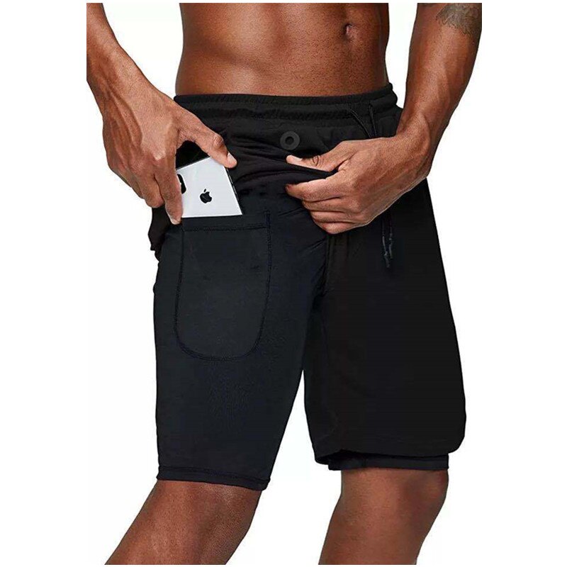 1. Men's 2 in 1 running shorts for fitness training