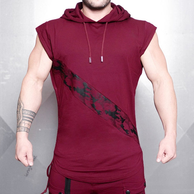 Men's hooded tank top for strength and fitness training
