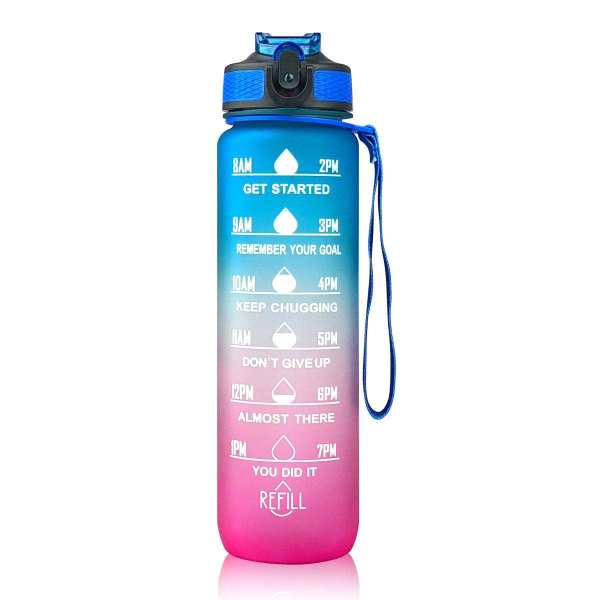Sports water bottle with straw for fitness training