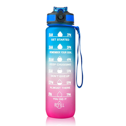 Sports water bottle with straw for fitness training