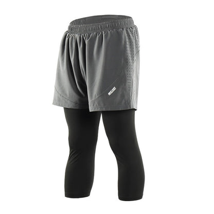Men's 2 in 1 running shorts with reflective logo
