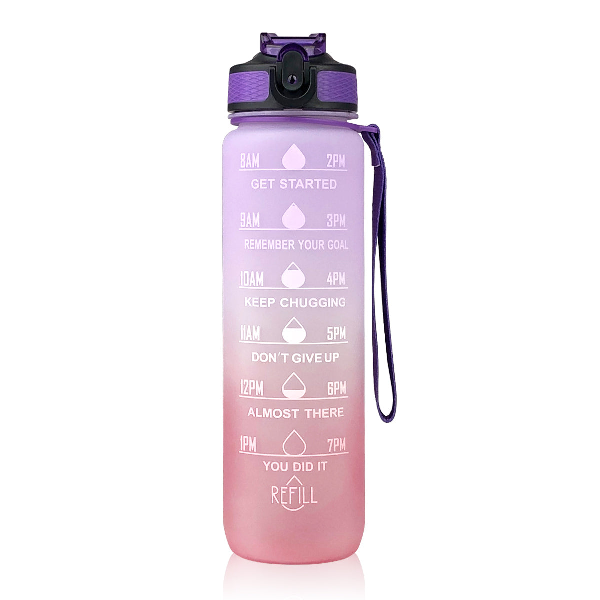 Sports water bottle with straw in 1L capacity