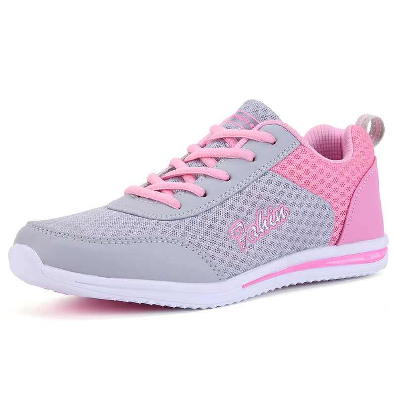 Casual Breathable Mesh Lace-up Flat Running Sneakers for Women Plus Size