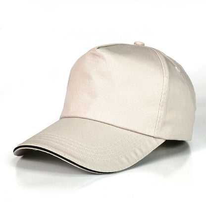 Custom embroidered baseball caps in white cotton design with white accents, perfect for branding and promotional events.