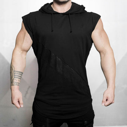 Men's hooded tank top with sleeveless design