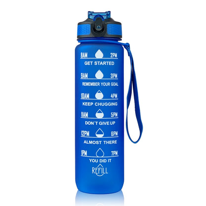 Sports water bottle with straw for gym workouts