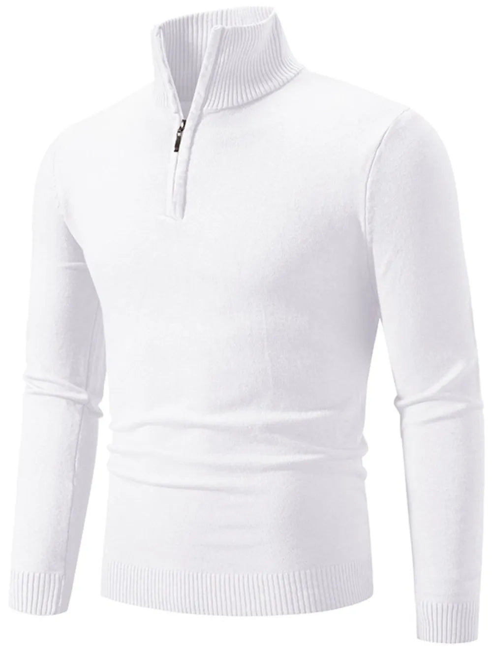 Men's quarter zip sweater in polyester knit fabric