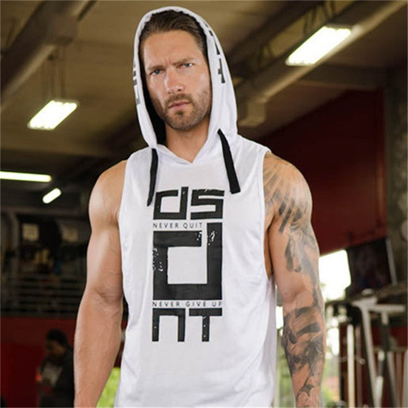 Men's workout tank top with O neck design