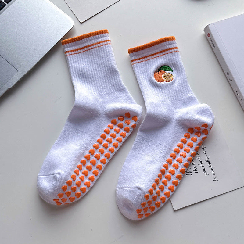 Yoga socks for women with colorful rope mouth design
