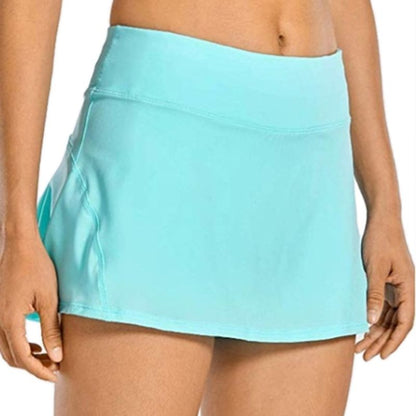 Women 2-In-1 Tennis Skorts Athletic Sports Running Pleated Golf Skirts Shorts