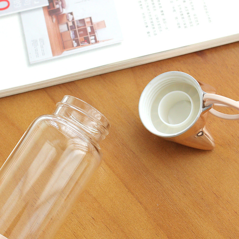 Glass water bottle with sleeve and direct drinking design
