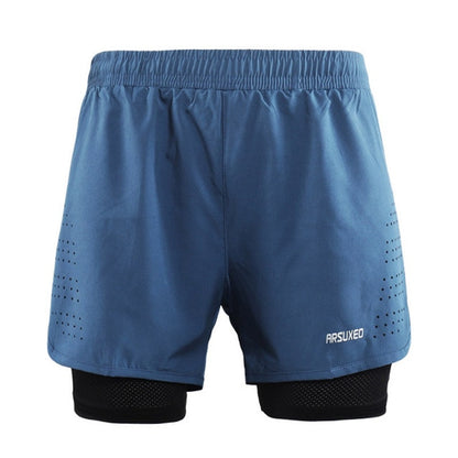 1. Men's 2 in 1 running shorts with black green design