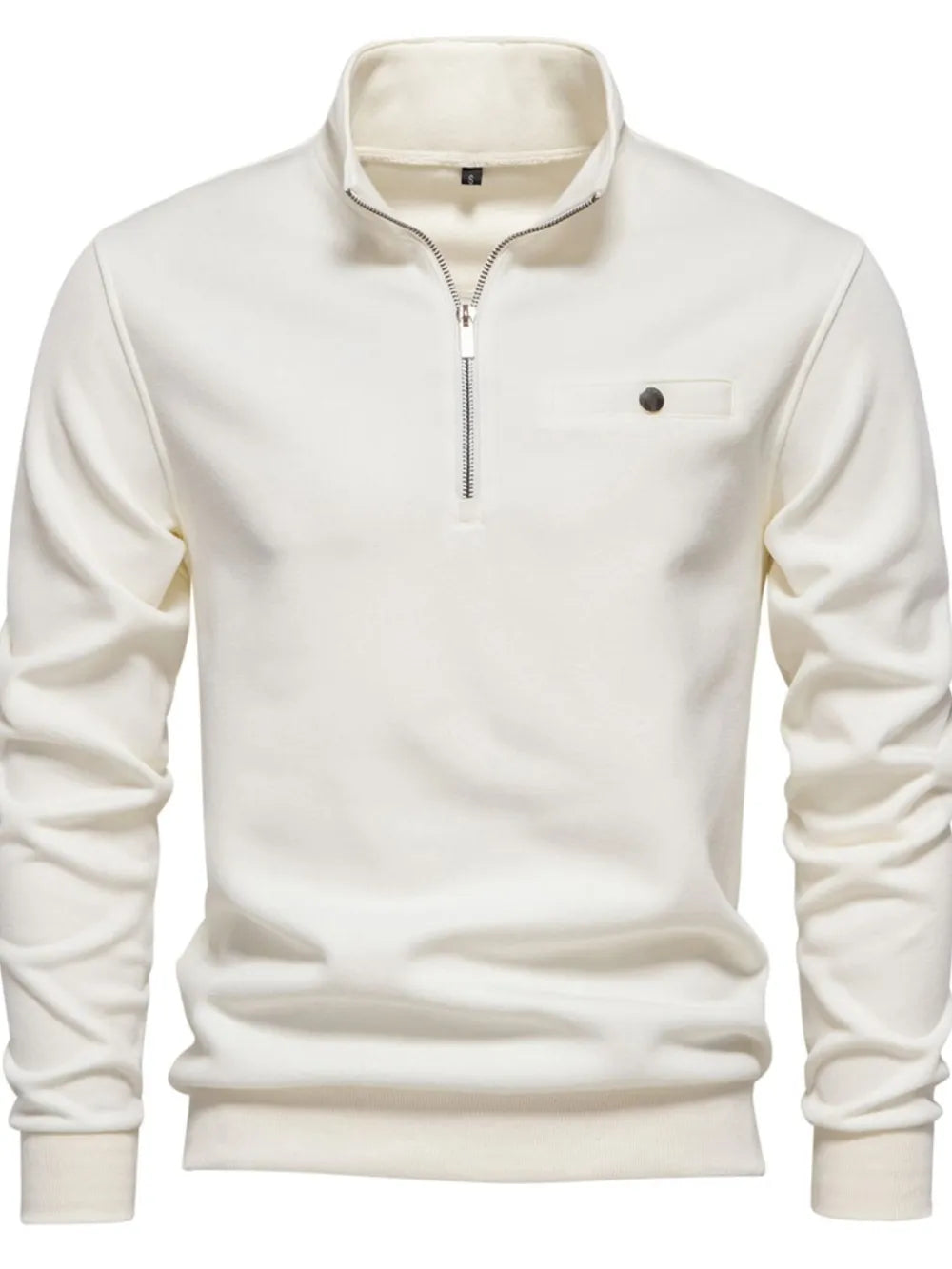 Men's quarter zip sweatshirt slim fit cotton pullover