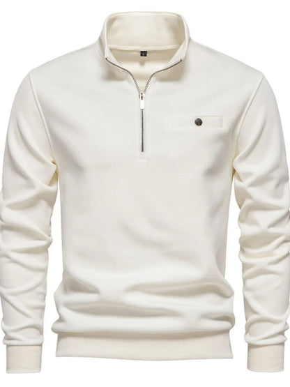 Men's quarter zip sweatshirt slim fit cotton pullover