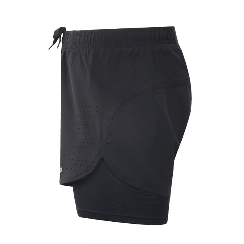 Men's 2 in 1 running shorts with adjustable drawstring waistband