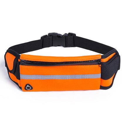 Running belt with water bottle holder and reflective detail