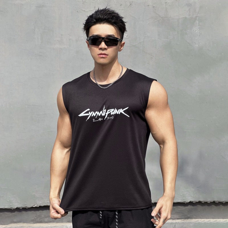 Men's workout tank top with polyester birdseye fabric