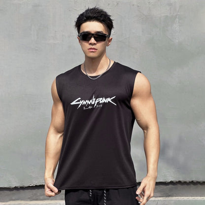 Men's workout tank top with polyester birdseye fabric