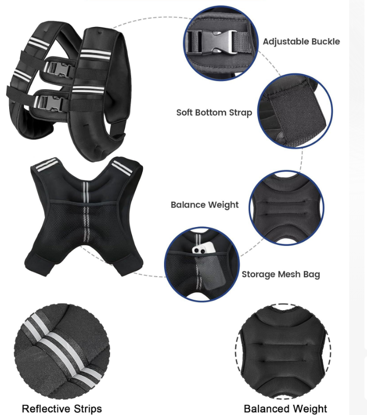 Adjustable weighted vest for walking and strength training