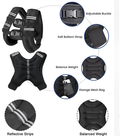 Adjustable weighted vest for walking and strength training