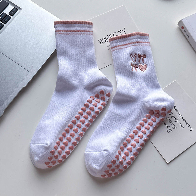 Yoga socks for women with bee and lemon patterns