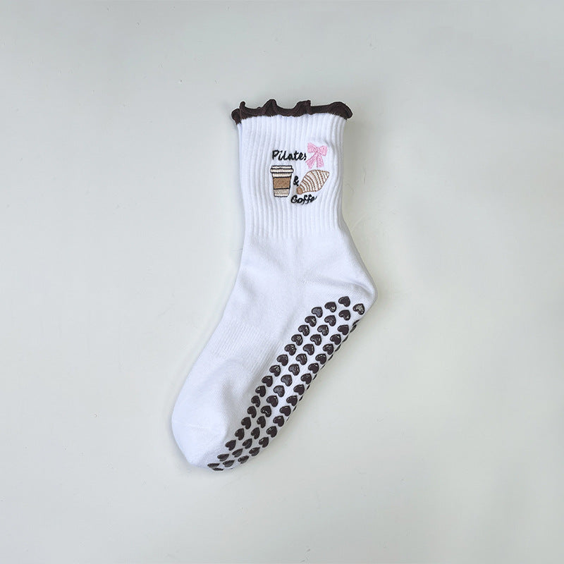 Yoga socks for women with cherry pattern