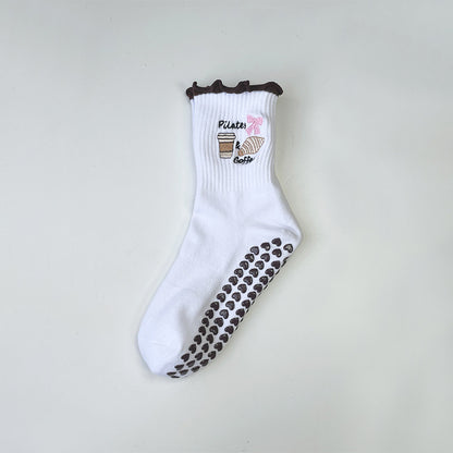 Yoga socks for women with cherry pattern