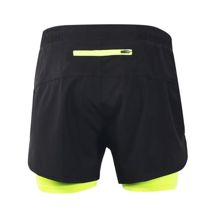 Men's 2 in 1 running shorts with back zipper pocket