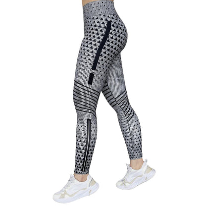 High Elastic Printed Yoga Pants for Women, High Waist, Tummy Control, Fitted Leggings, Gym Workout Bottoms
