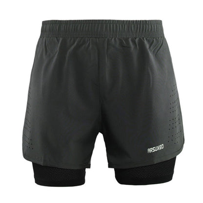 Men's 2 in 1 running shorts with polyester spandex fabric