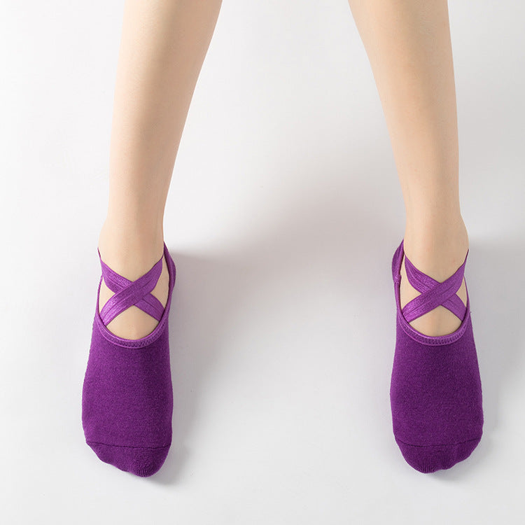 Pilates grip socks made with 85 percent cotton