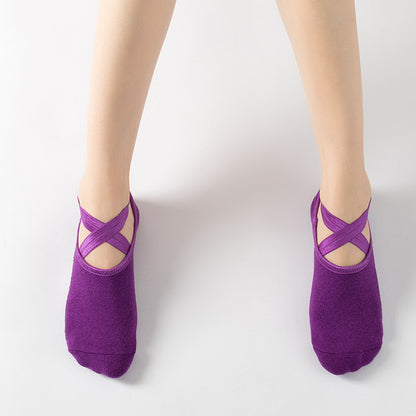 Pilates grip socks made with 85 percent cotton