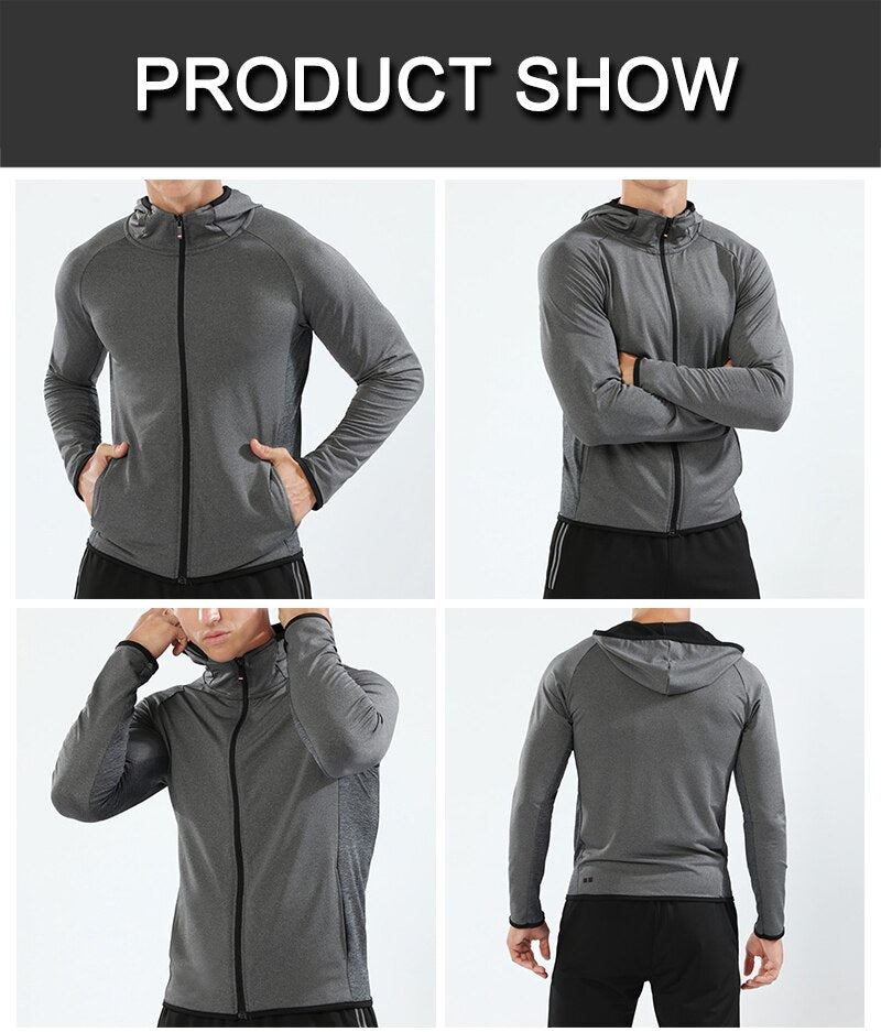 Men's running jacket moisture wicking sports hoodie