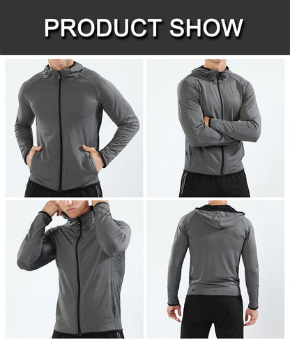 Men's running jacket moisture wicking sports hoodie