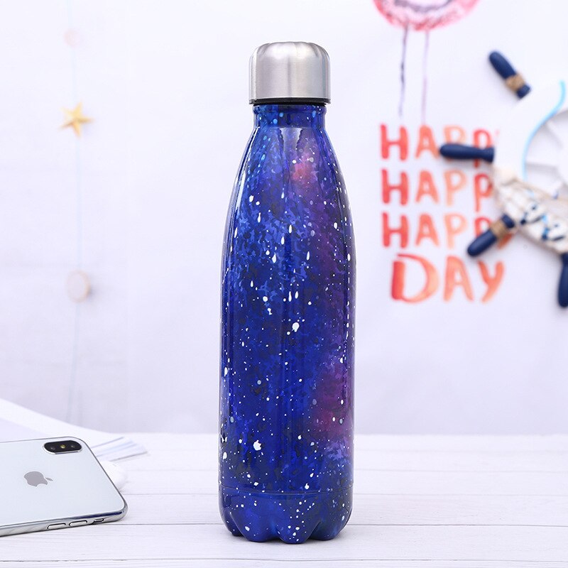 Stainless steel insulated water bottle with 24 hour cold retention