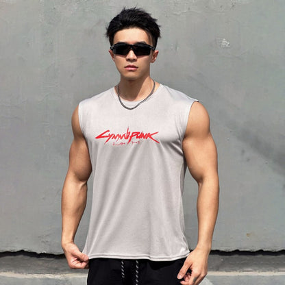 Men's workout tank top with gaming print design