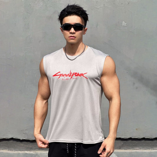 Men's workout tank top with gaming print design