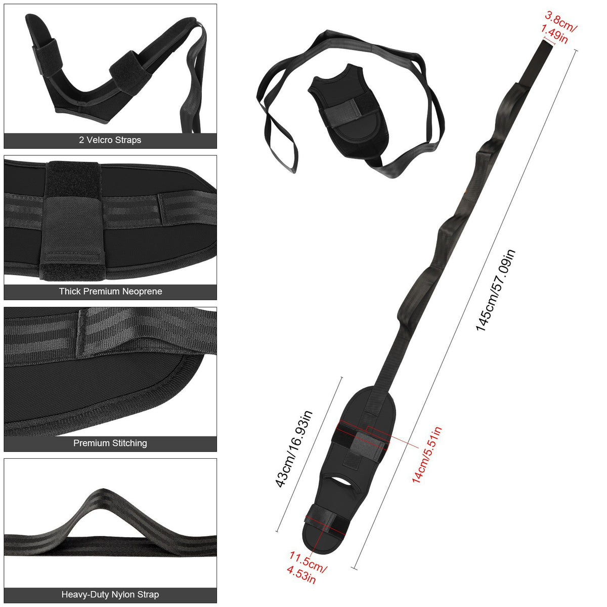 Yoga stretch strap with loops for yoga and Pilates exercises
