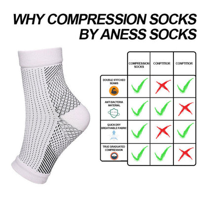 Sports ankle compression socks made from polyester