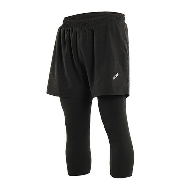 Men's 2 in 1 running shorts in black for jogging