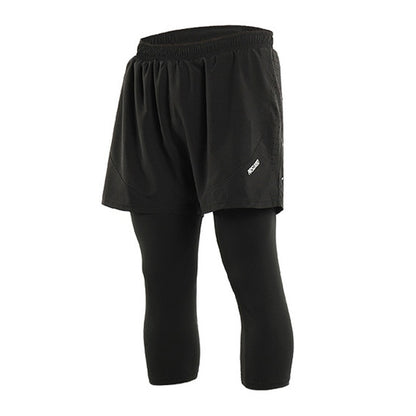 Men's 2 in 1 running shorts in black for jogging