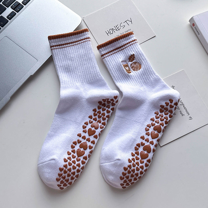 Yoga socks for women with colorful rope mouth design