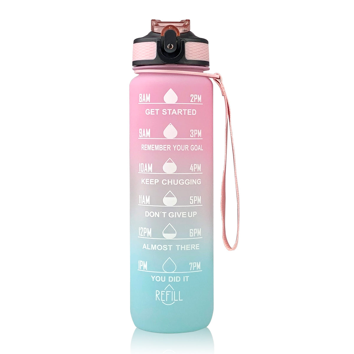 Sports water bottle with straw for travel and everyday use
