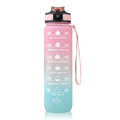 Sports water bottle with straw for travel and everyday use