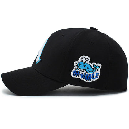 Embroidered baseball cap with curved brim for men