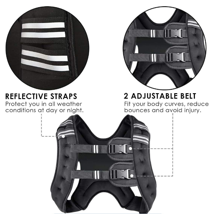 Adjustable weighted vest for home gym exercise routines