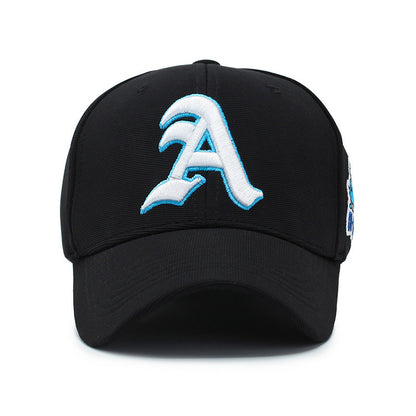 Embroidered baseball cap in black cotton