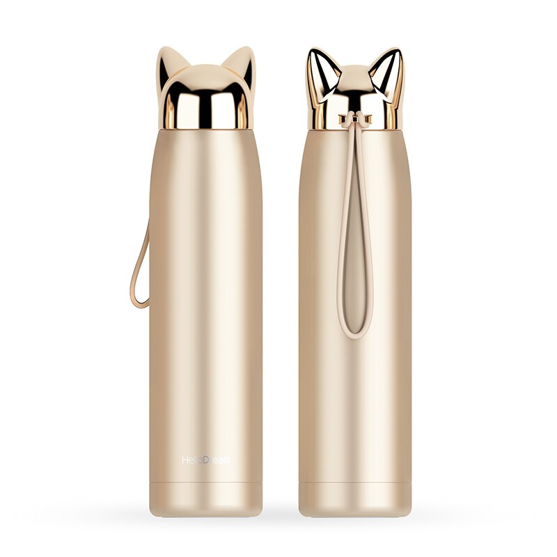 Insulated water bottle with vacuum insulation for hot drinks