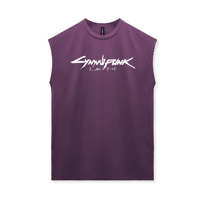 Men's workout tank top with round neck and gaming print