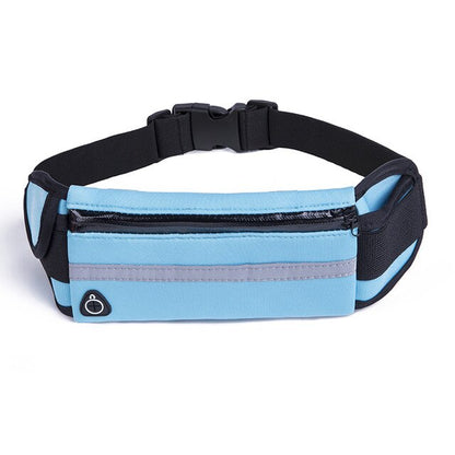 Running belt with water bottle holder and expandable storage